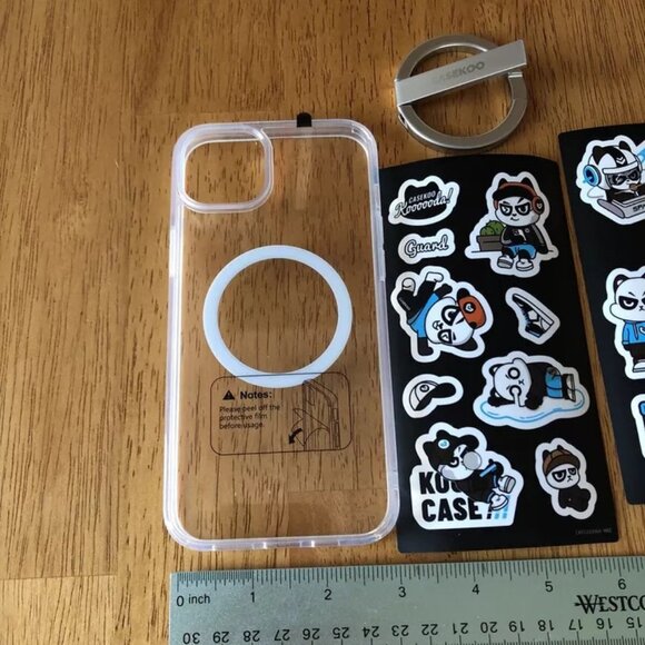 CaseKoo Apple iPhone 14 Plus Transparent Case Magsafe Kickstand & Sticker - Picture 8 of 8